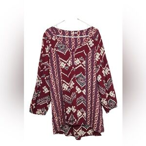 ROXY Size S/P Boho Tribal Southwestern Print V-Neck Dress